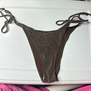 NWT SKIMS glitter tie bottoms in cocoa